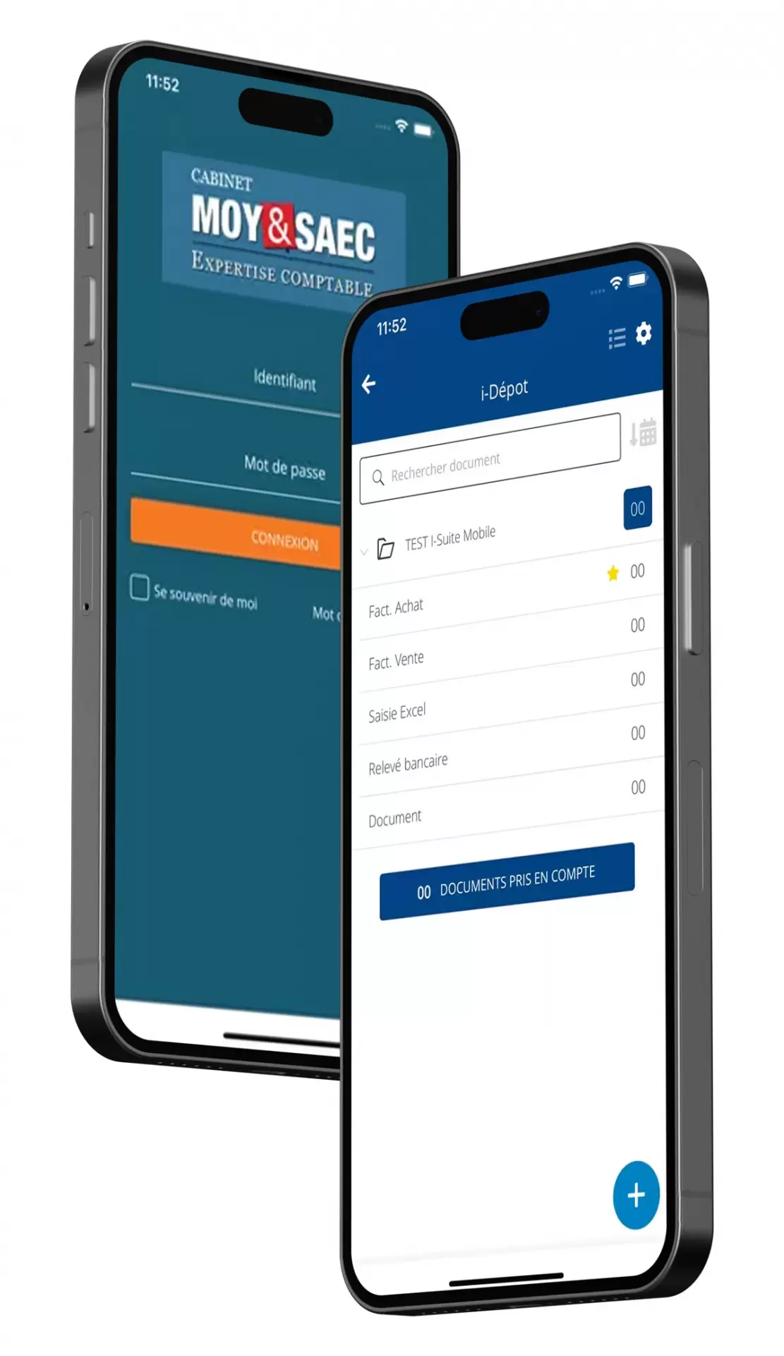 L’application Cabinet Moy-SAEC sur un téléphone